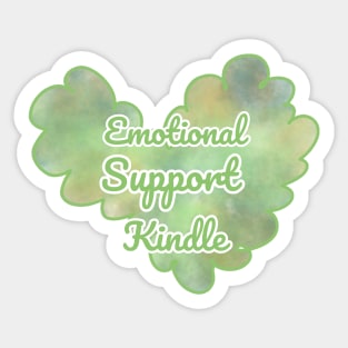 Emotional Support Kindle Green - Text On Fluff Heart Sticker